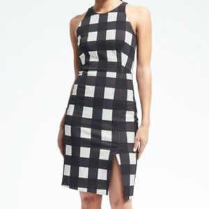 Banana Republic Checker Stretch Sleeveless Sheath